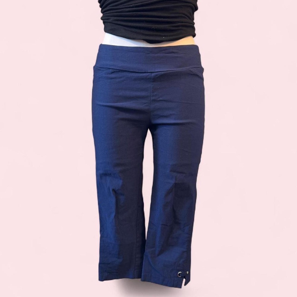 Lily Morgan Navy Blue Y2K Capri Pants Mid Rise Cropped Straight Leg Womens M